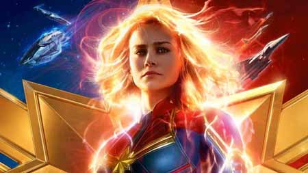 Captain Marvel on the poster of her first solo movie.